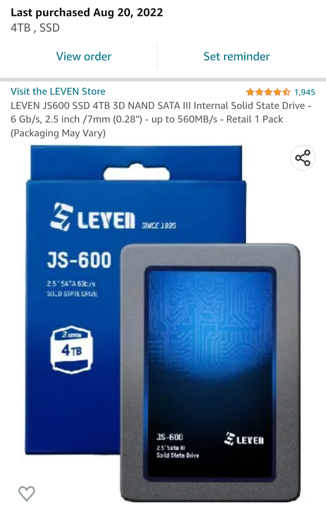 Leven SSD 2TB any good? : r/buildapc